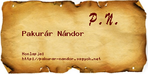 Pakurár Nándor névjegykártya